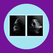 Kit 2 Quadros Star Wars Moldura Filete Caixa Alta