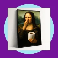 Quadro Decorativo Monalisa Papel Higiênico Banheiro
