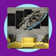 Millennium Falcon Quadros Decorativos Mosaico 5 peças Mdf Alta Resolução