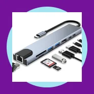 Hub USBC 8 em 1 USB 2.0/3.0 HDMI 4K RJ45 Rede SD TF Docking Station