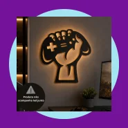 Quadro Decorativo Jogador Controle Gamer MDF Vazado Decoração