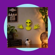 Alienígena Decorativo de Parede com Cabeça e Mãos 3D