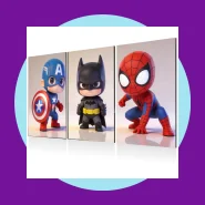 Trio Quadros Super Heróis Geek Decoração Capitão América Batman e Homem-Aranha Infantil