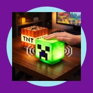 Luminária Creeper TNT Minecraft LED Noturna Toque com Som