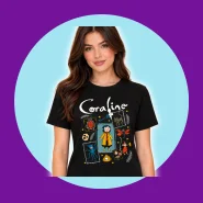 Camiseta Coraline Filme Estampada Feminina Streetwear Algodão Premium