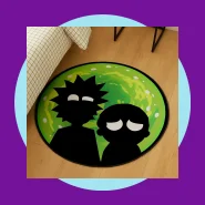 Ricky e Morty Tapete Redondo Antiderrapante 88cm