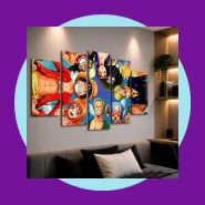 Quadro 5 Peças Para Sala One Piece Anime 3d