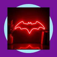 Luminária Led Neon Batman Morcego 33cm Várias Cores Decoração Geek