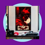 Quadro Batman Vermelho e Vários Outros Herois