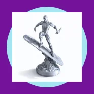 Surfista Prateado Estátua Decorativa 19cm