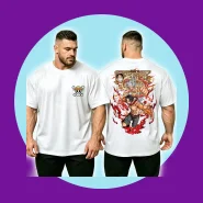 Camiseta One Piece Luffy Gear 5 e Ace Frente e Verso