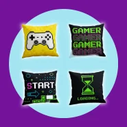 Kit 4 Capas De Almofada Pacman Gamer Retro Geek 45x45cm