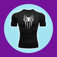 Camiseta Esportiva Dry Fit Preta Homem Aranha Manga Curta