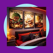 Kit 3 Quadros Anime Wanted Zoro Luffy Sanji One Piece Estilo Cartaz Procurado