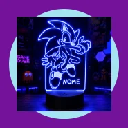 Luminária Nerd do Sonic Luz Noturna Colorida Decoração Geek Quarto Gamer