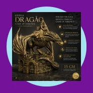Dragão e Daenerys Game Of Thrones 15cm Ouro Envelhecido