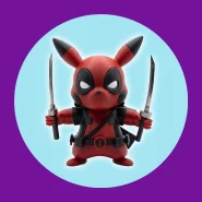 Pikachu Deadpool 20cm Pikapool Crossover com Espadas Action Figure