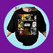 Camiseta Star Wars com Personagens Iconográficos